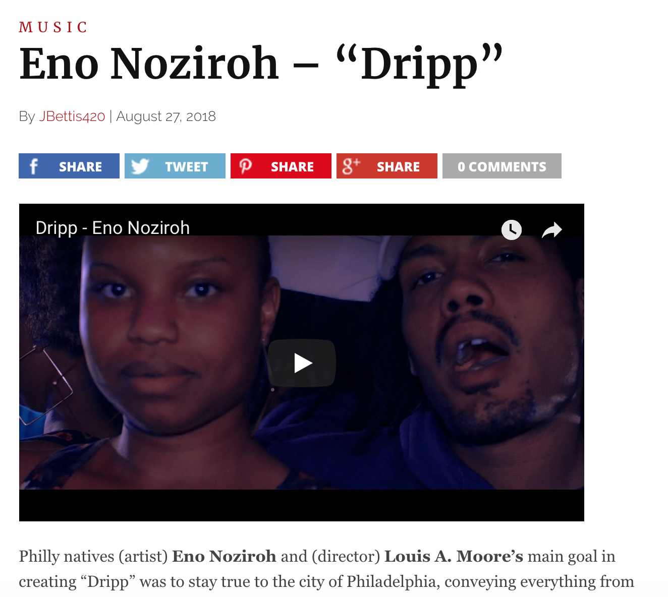 Eno Noziroh’s “Dripp” Video Premieres on ThisIs50